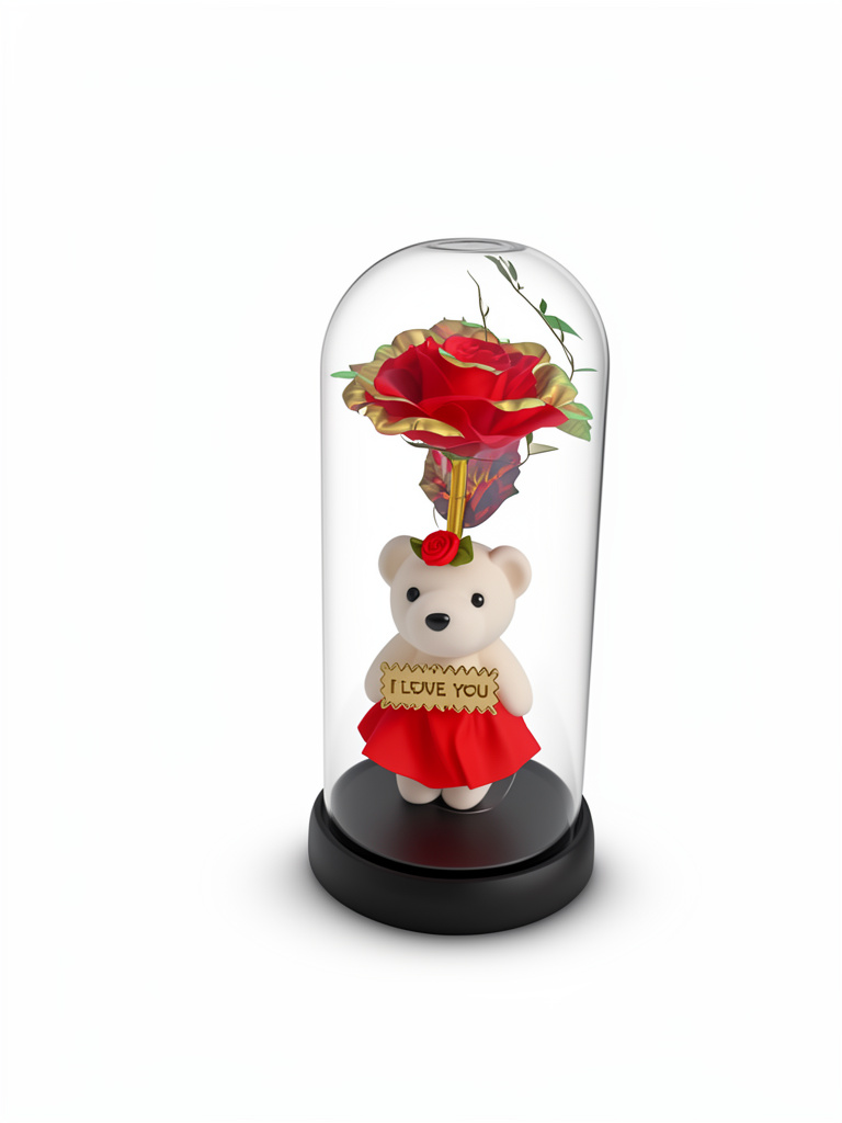 Copula de rosa con oso