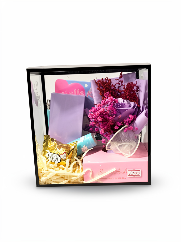 Kit de cosméticos y rosas