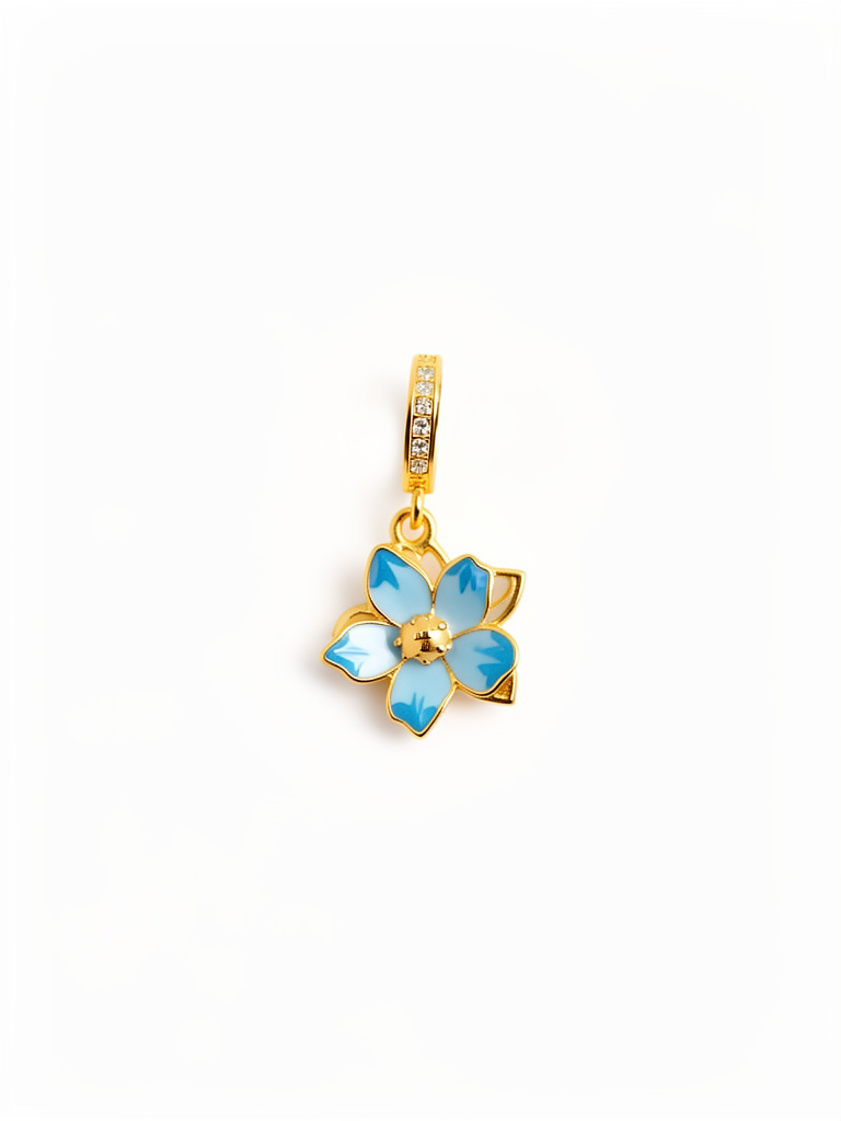 M12227 Charm flor azul dorada