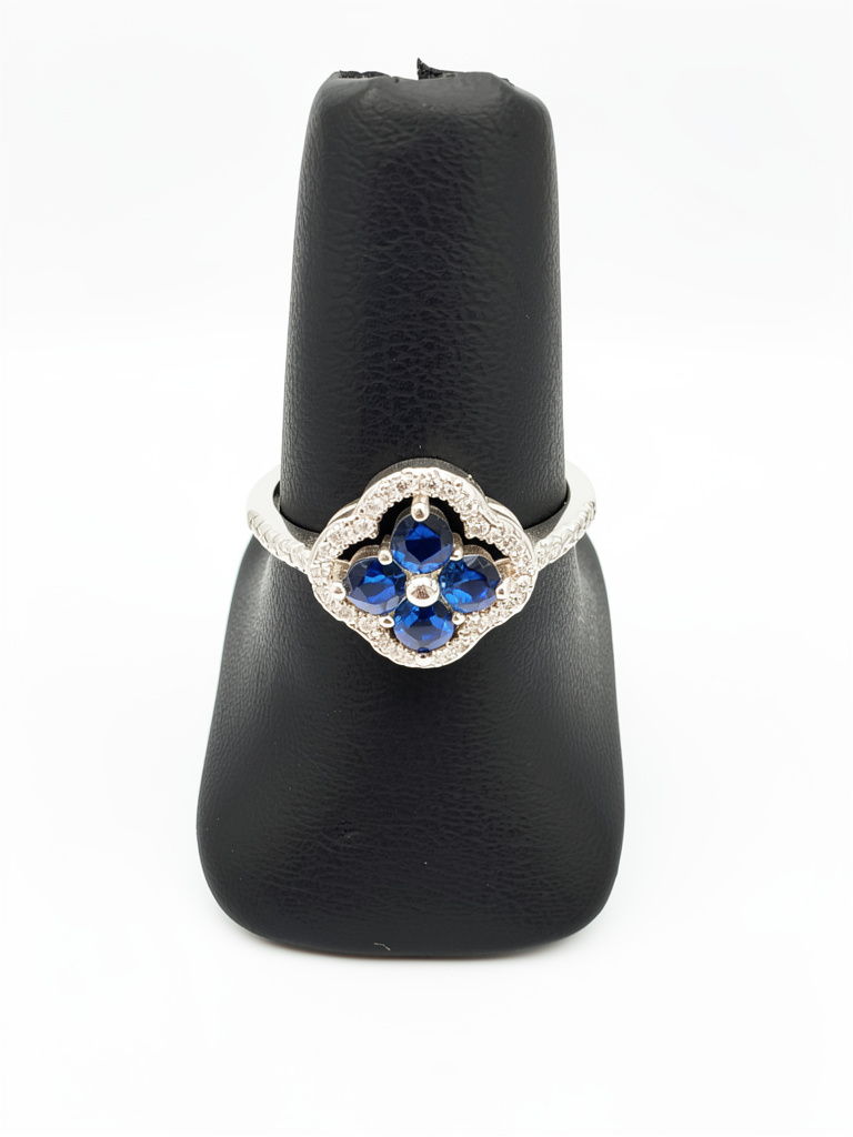 WG171#7 Anillo flor azul