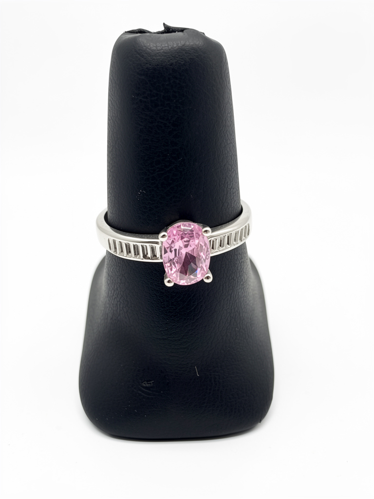 M1162#7 Anillo Zirconia rosa #7