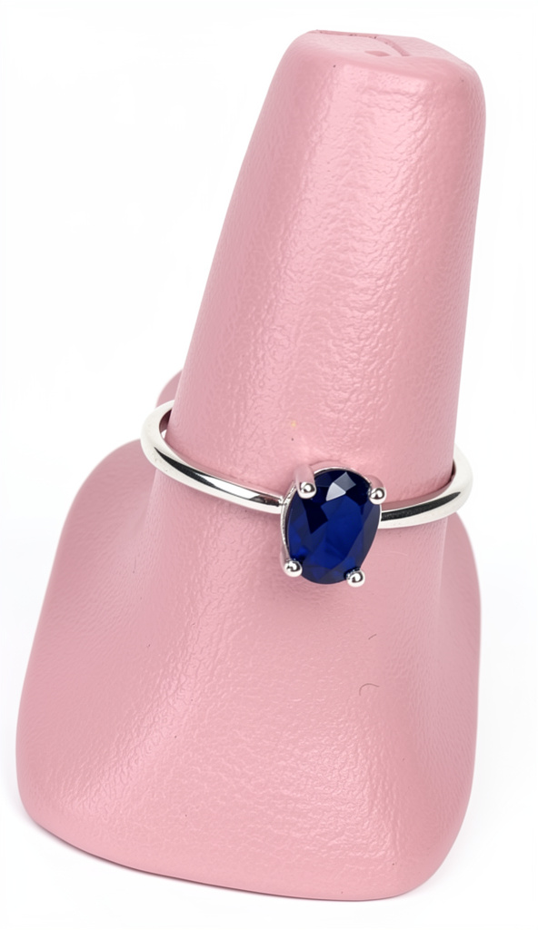 M304#7 Anillo Zirconia azul marino