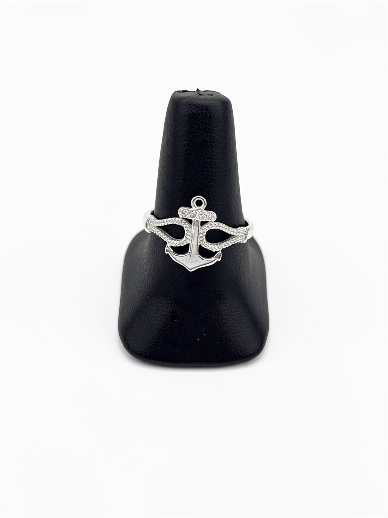 AN079#10 Anillo ancla con zirconias
