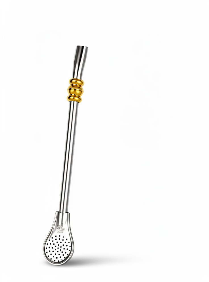 BOMBILLA ACERO C/APLIQUE DORADO