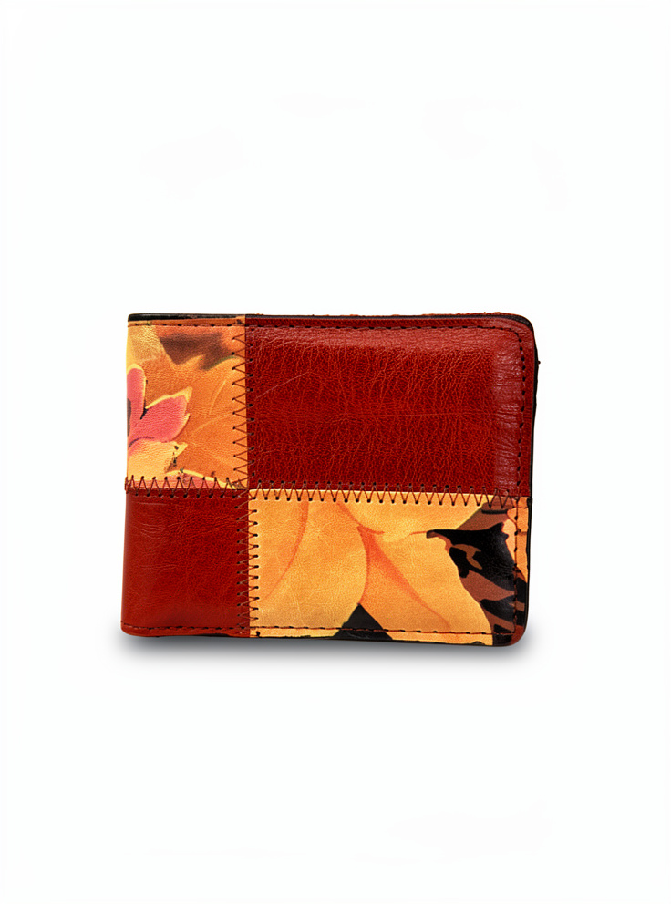 BILLETERA DAMA CORTA COMBINADA C/FLORES