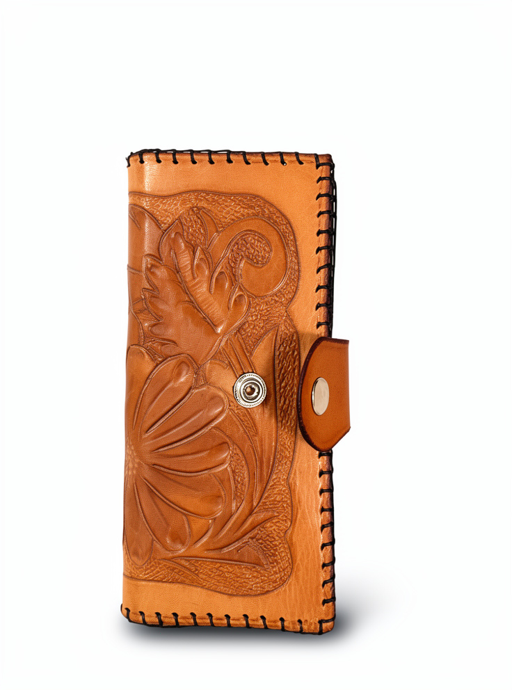 BILLETERA DAMA CUERO CON FLORES