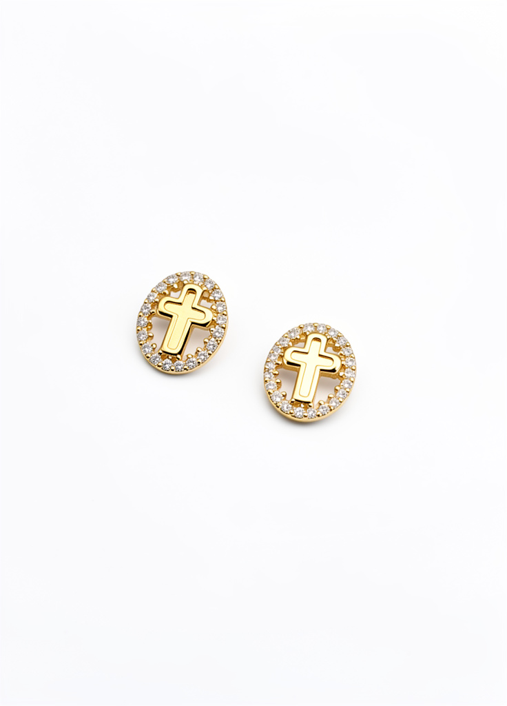 Aretes cruz dorados