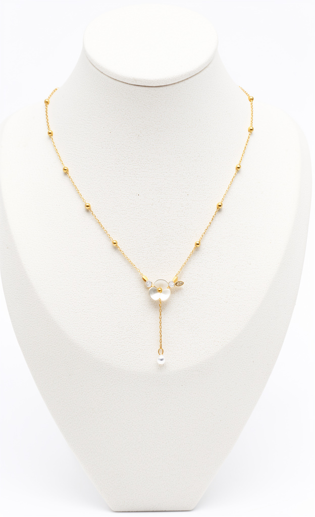 Collar dorado flor + pulsera flor