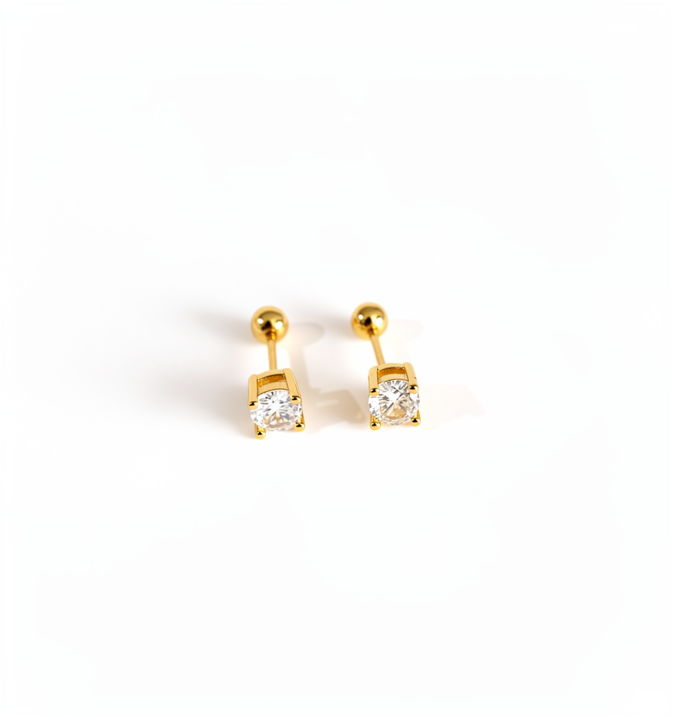 Aretes dorados con piedra