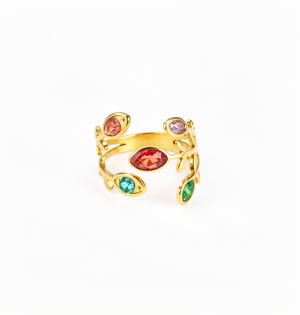 Anillo dorado multicolor