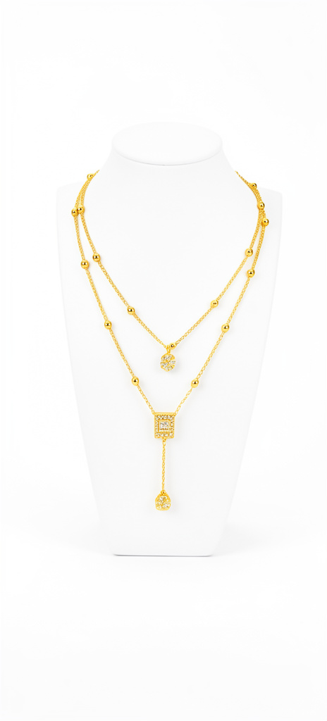 cadena dorada + aretes