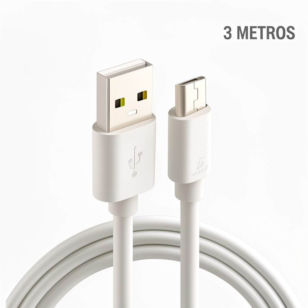 CABLE TIPO V8 BLANCO DE 3 METROS MARCA BELKIN