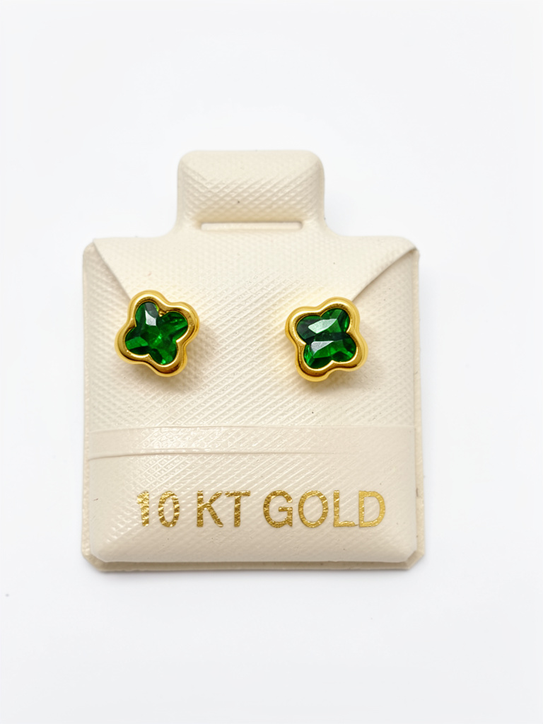 Broquel Trebol Oro 10K IMP P/Verde