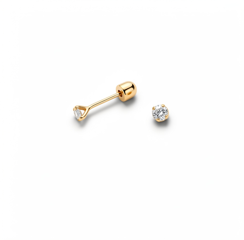 Broquel Zirc/B Oro 14k Mini
