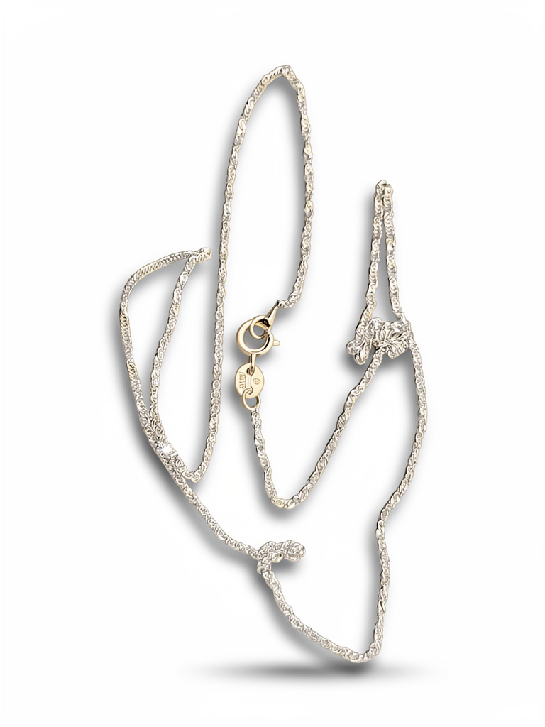 Cadena Singapur, Oro blanco, 14KT 40cm