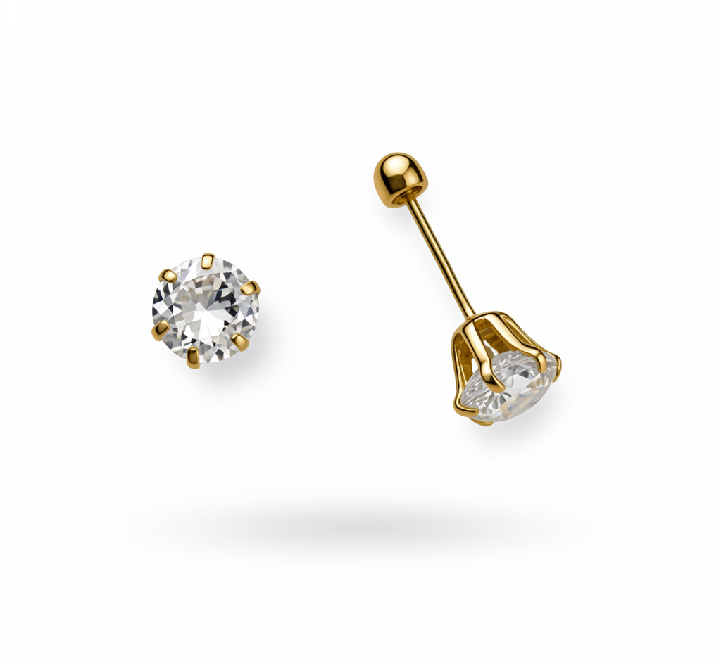Broquel Solit/ Zirconia Blan Oro 10k
