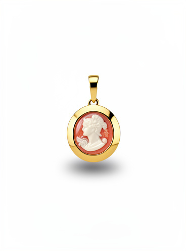 Dije Camafeo con Coral Oro 18k