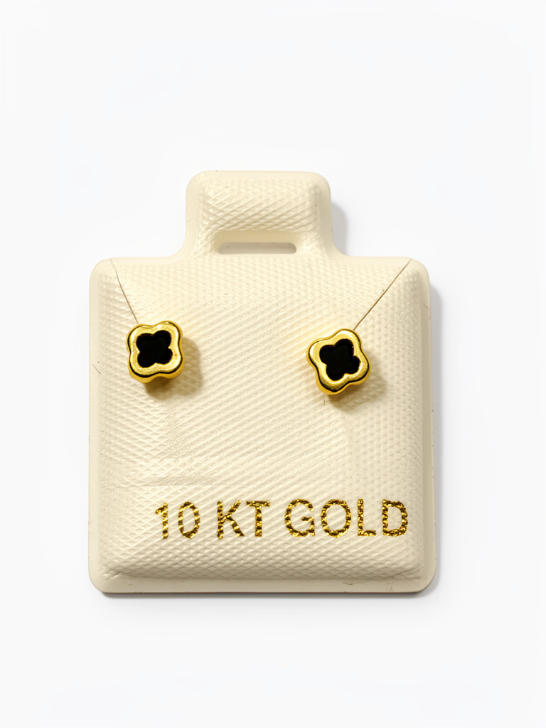 Broquel Trebol Oro 10K IMP P/Negro