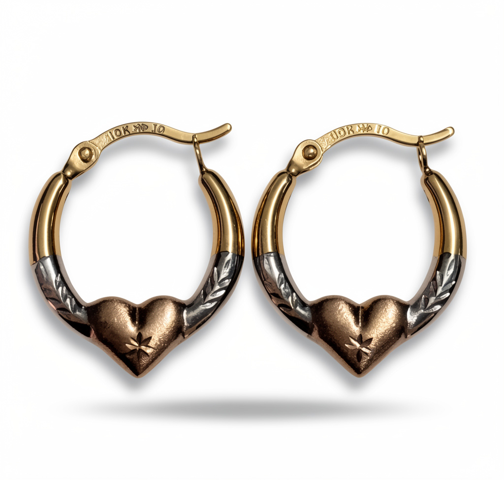 Arracadas Corazón Oro Florentino 10k IMP #1