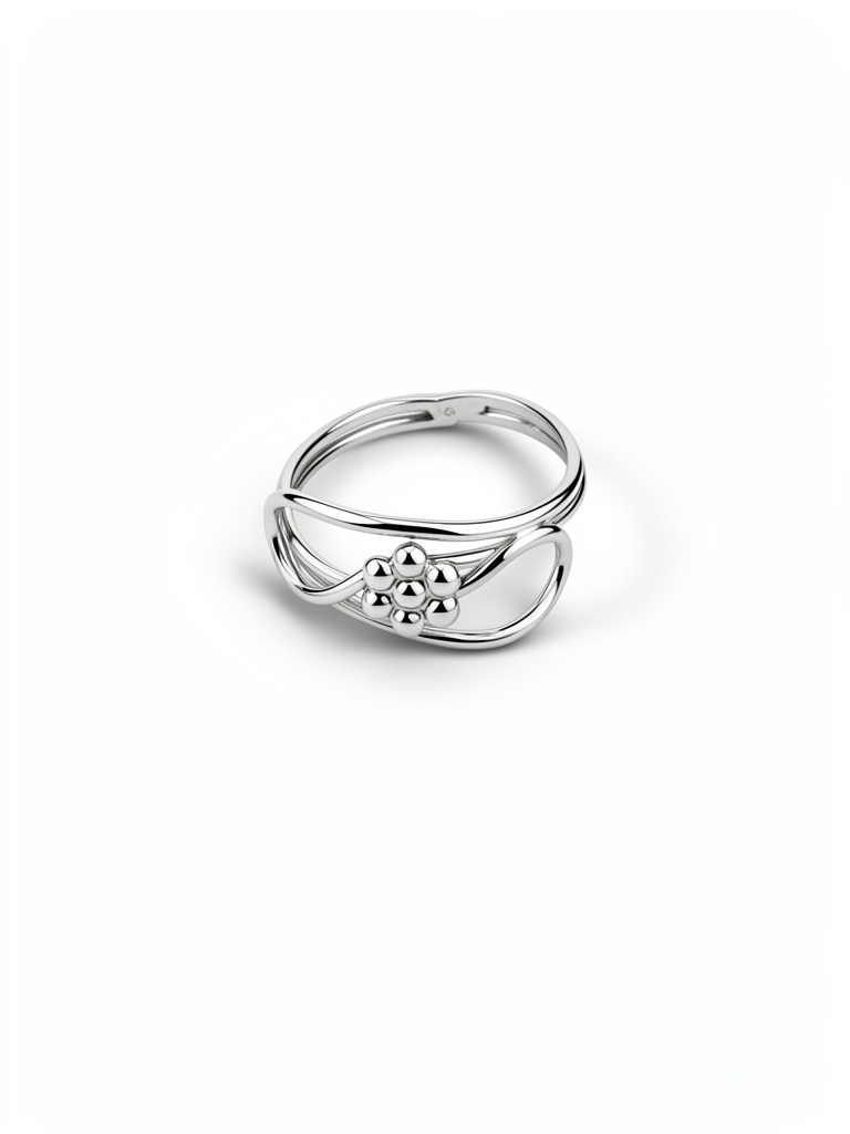Anillo de Laso y Flor Plata 925