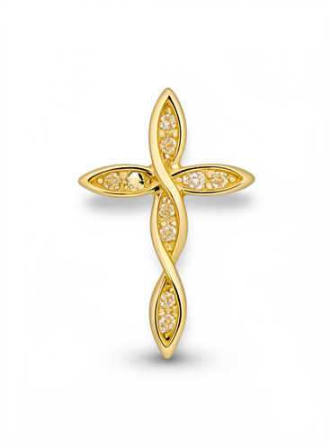 Dije de Cruz Circonias Bl. Oro 10k IMP