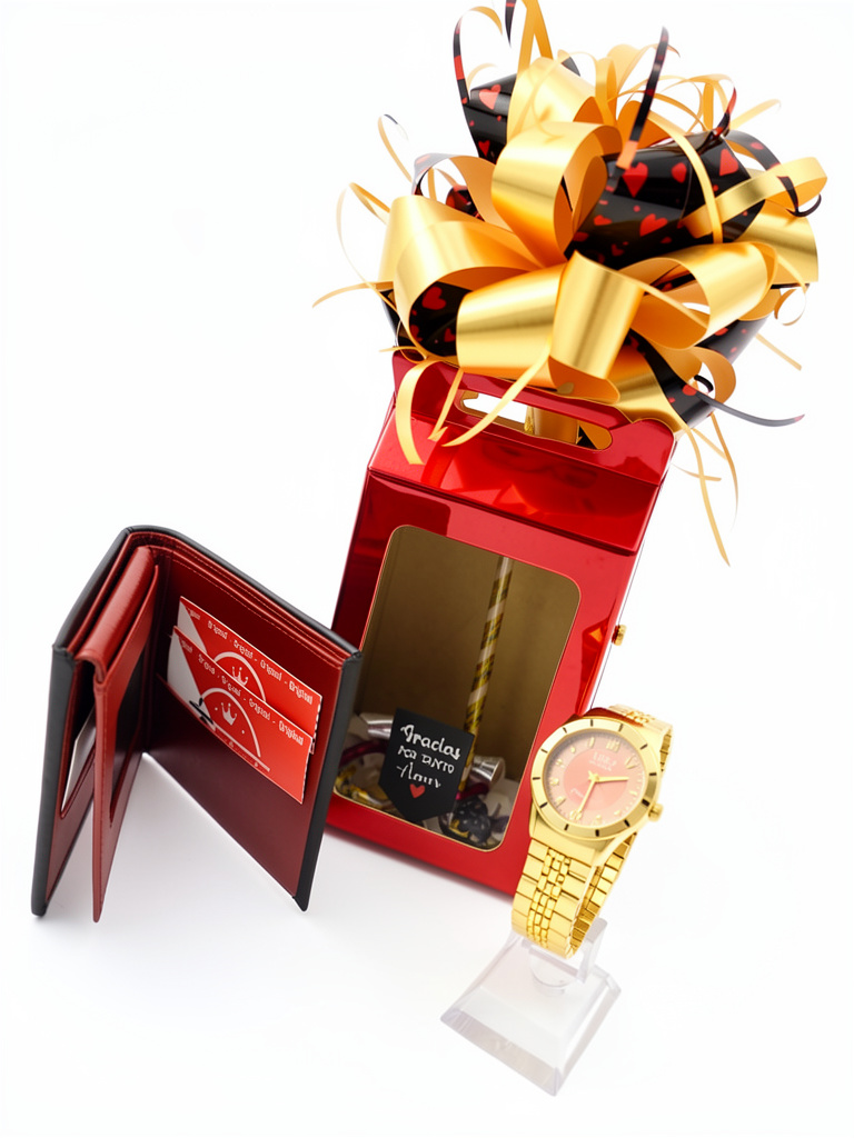 Reloj dorado y rojo
