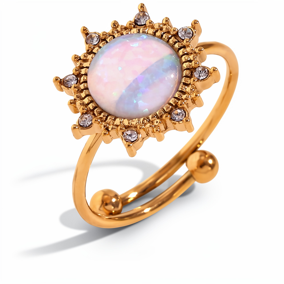 Estilo Sol con piedra de Opalo - Dorado - ANI020