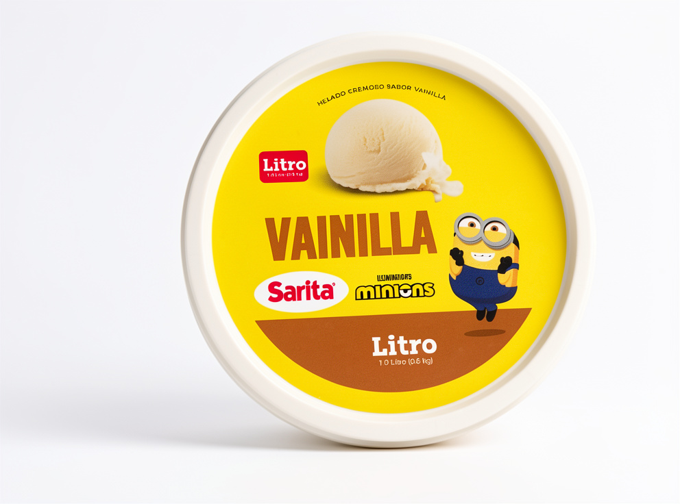 Helado de banano y helado de vainilla 1 litro