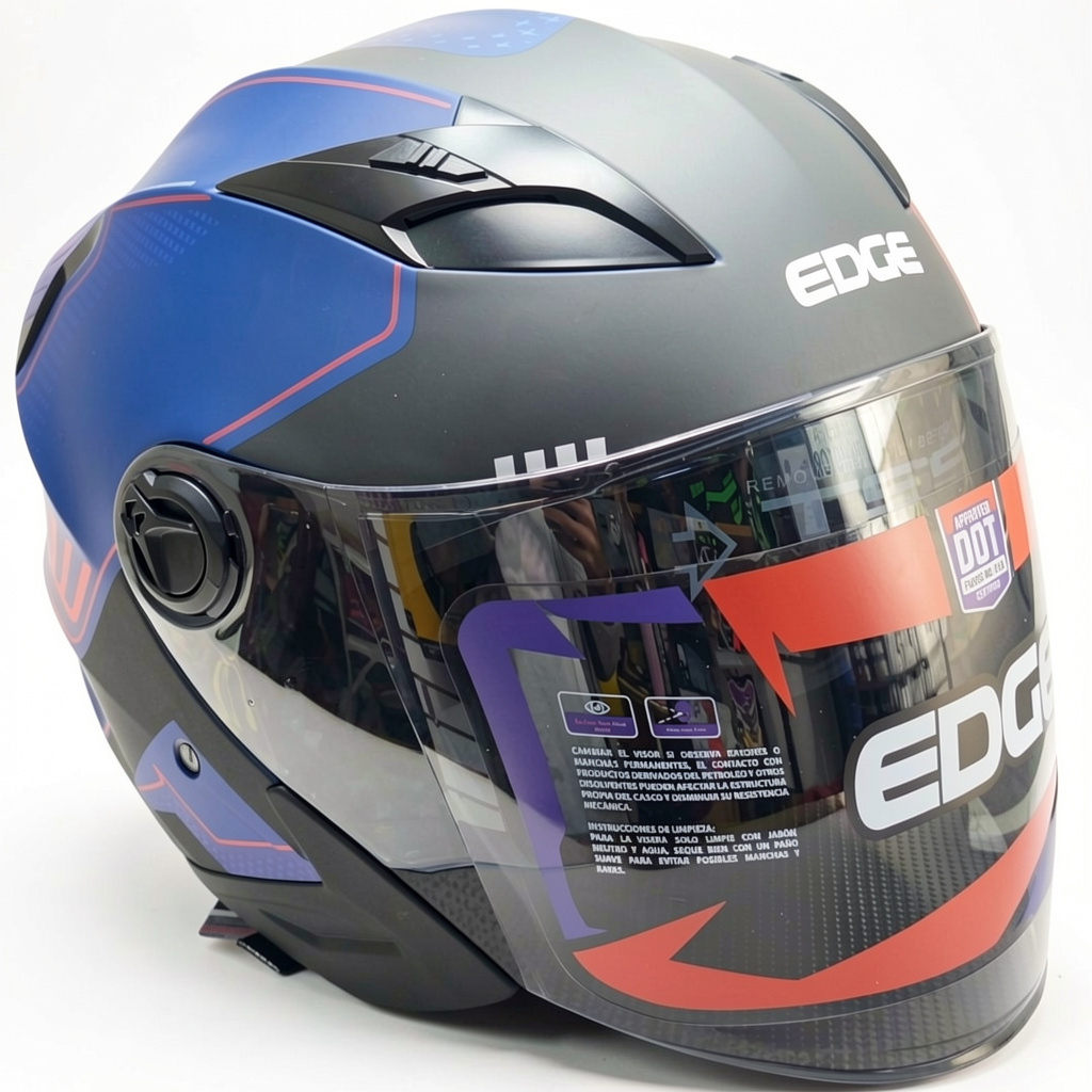 Casco Edge, Azul con rojo