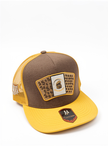 Gorra V.J. 3 cartas café,amarilla