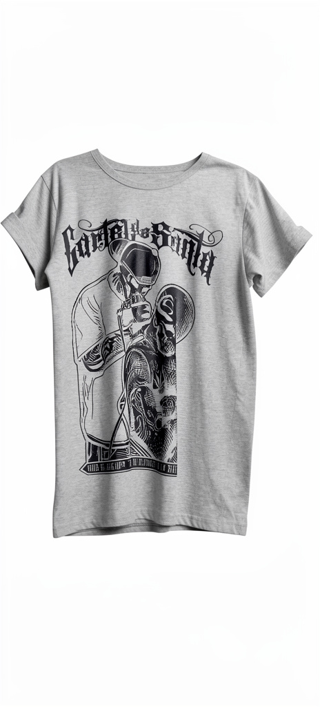 Playera hombre cartel de Santa gris