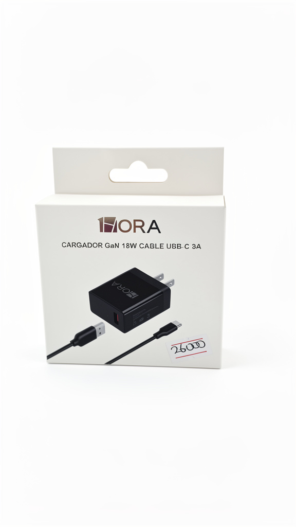 Cargador Tipo C - 18W - Marca 1HORA - Negro