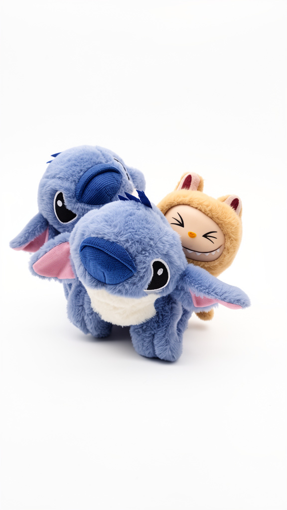 Abrazado Stitch y Labubu