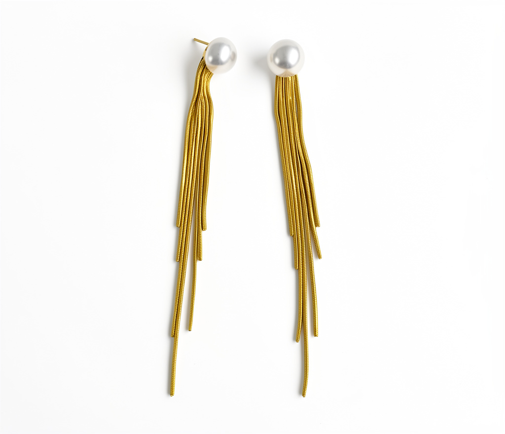 103135 - Aretes perla s, con cadena, Acero.