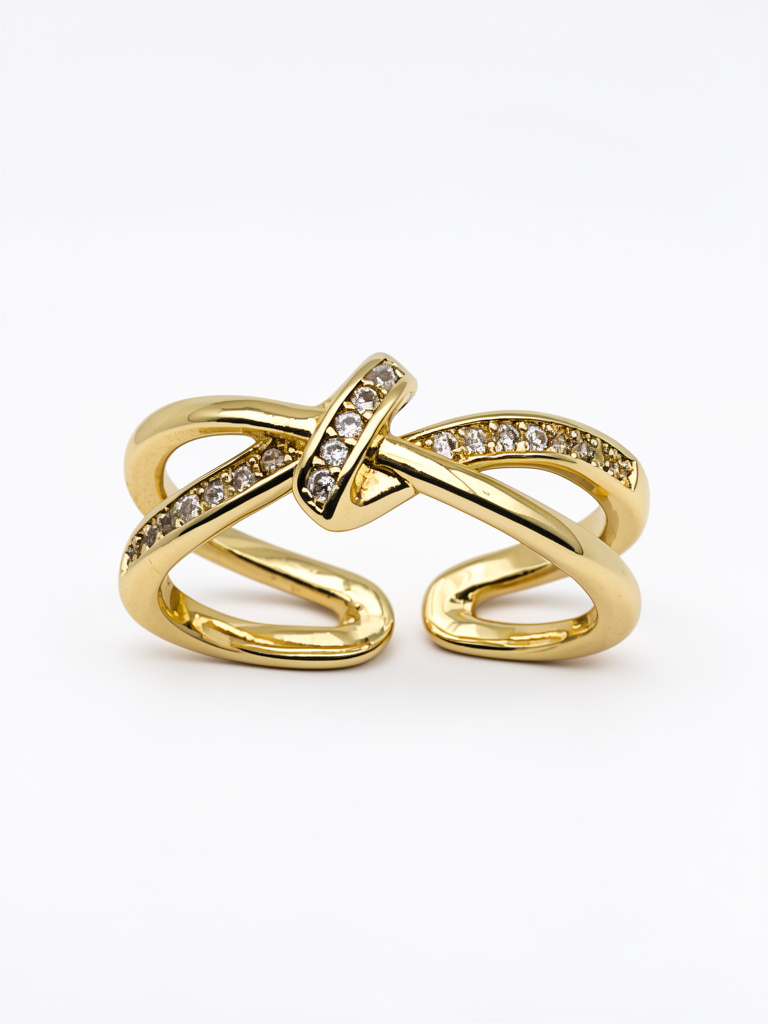106087 - Anillo entrelazado con micro cristal, Rodio.
