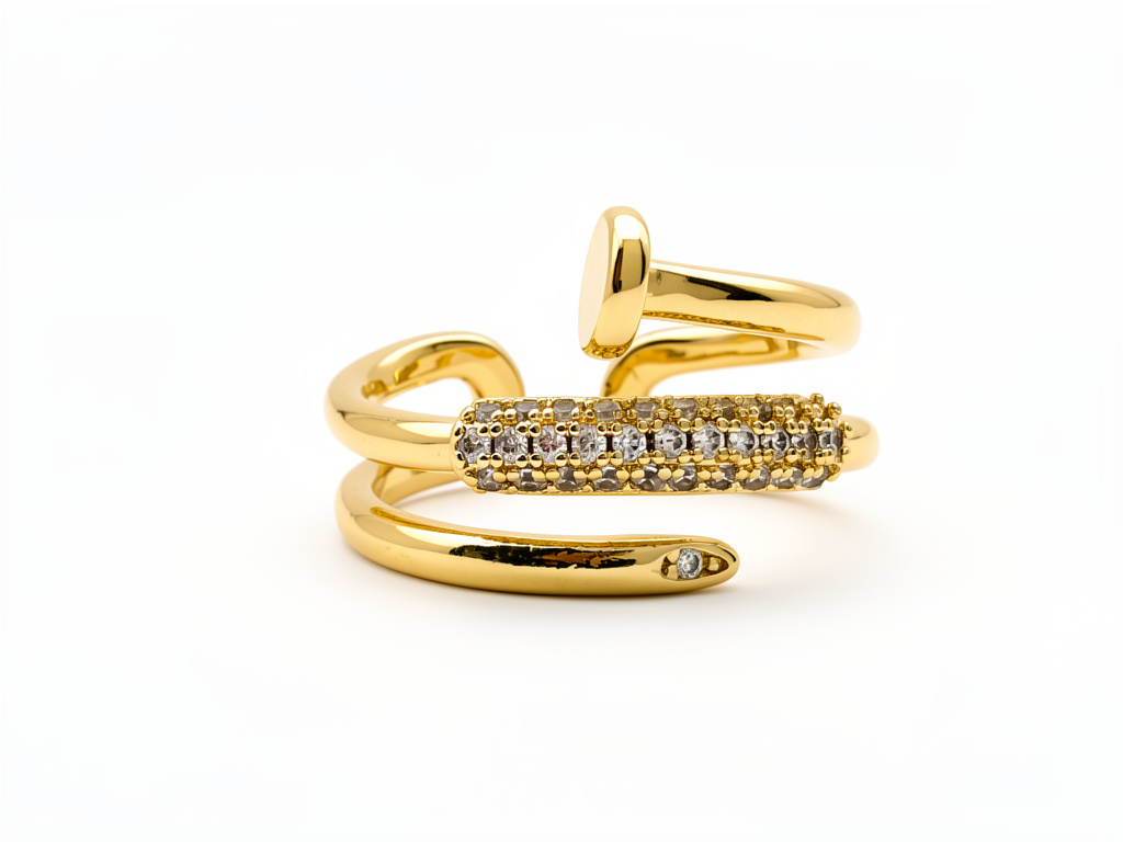 106066 - Anillo puntilla con micro cristal, Rodio.