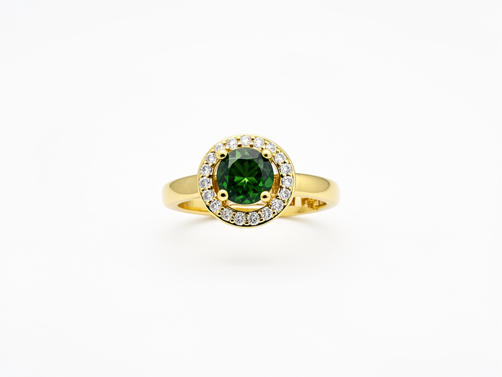 106079 - Anillo tipo Esmeralda redonda ajustable, Rodio.