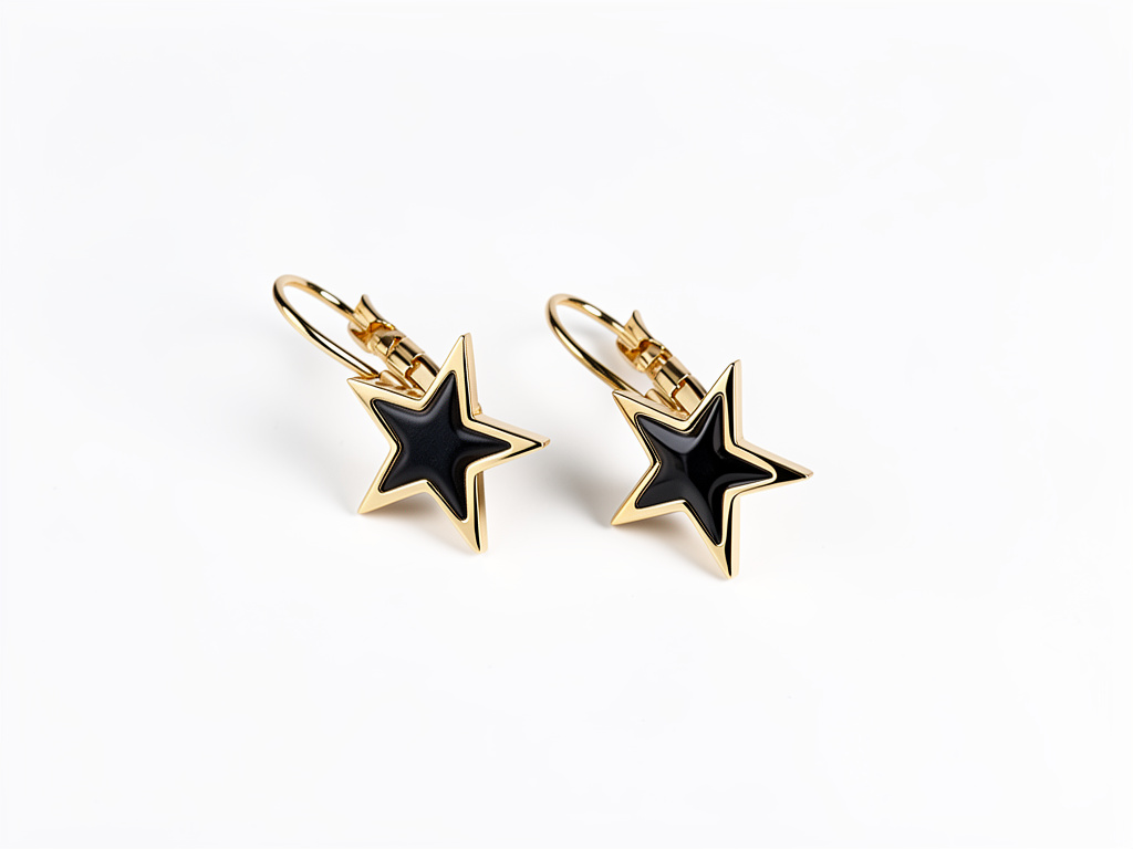 103136 - Aretes estrella sistema gancho (negro/rojo), Acero.