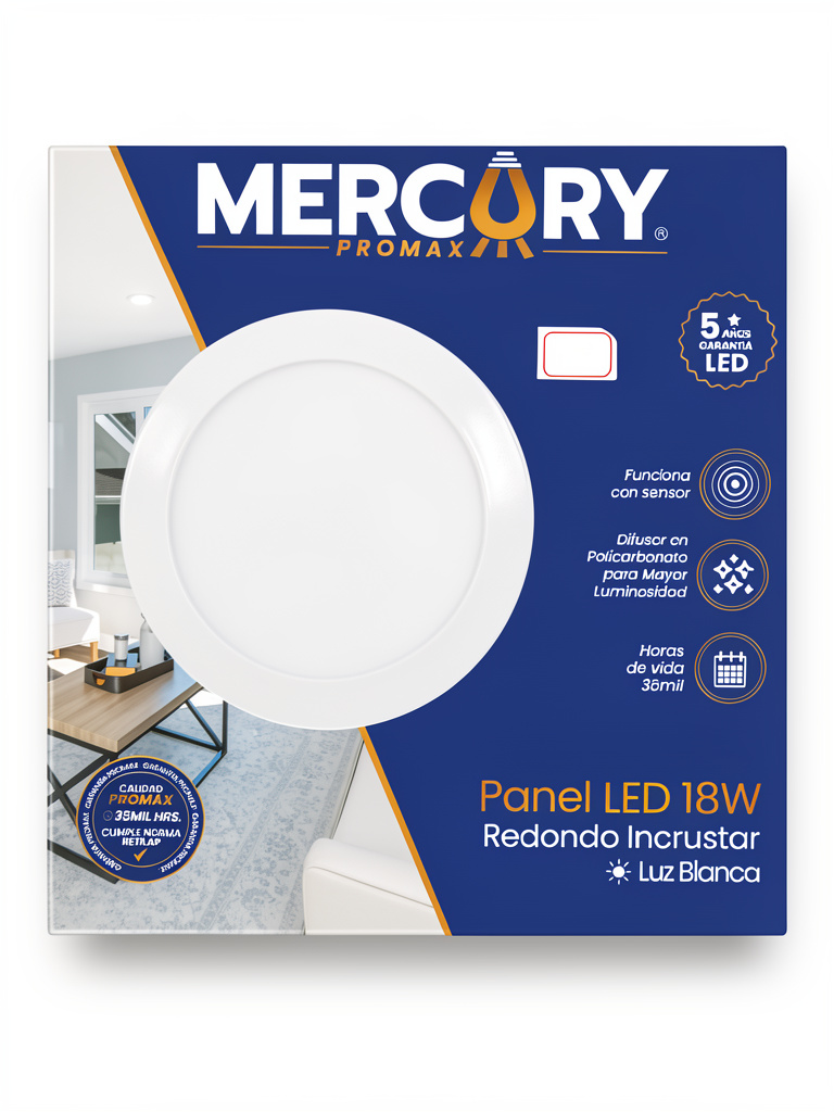 PANEL LED 18W LUZ BLANCA CON SENSOR