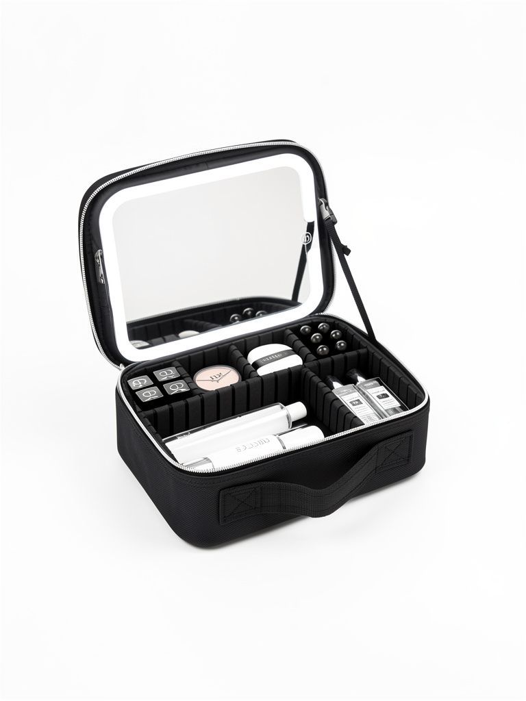 Organizador de maquillaje con luz led negro
