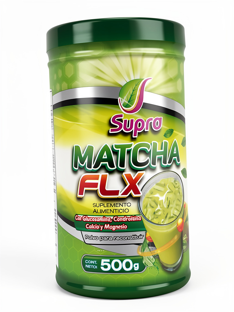 Matcha FLX Supra con Glucosamina, Condroitina, Calcio y Magnesio 500gr.
