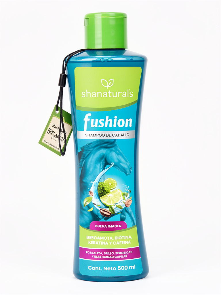 Shampoo de Caballo Fushion con Bergamota, Biotina, Keratina y Cafeína 500 ml