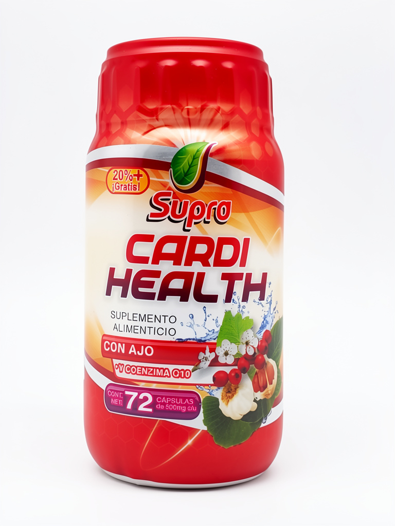 Cardi Health Supra 72 Caps Ajo, Chia, Linaza Molida, Cúrcuma, Melisa, Apio, Avena, Vitamina C, B12, Q10