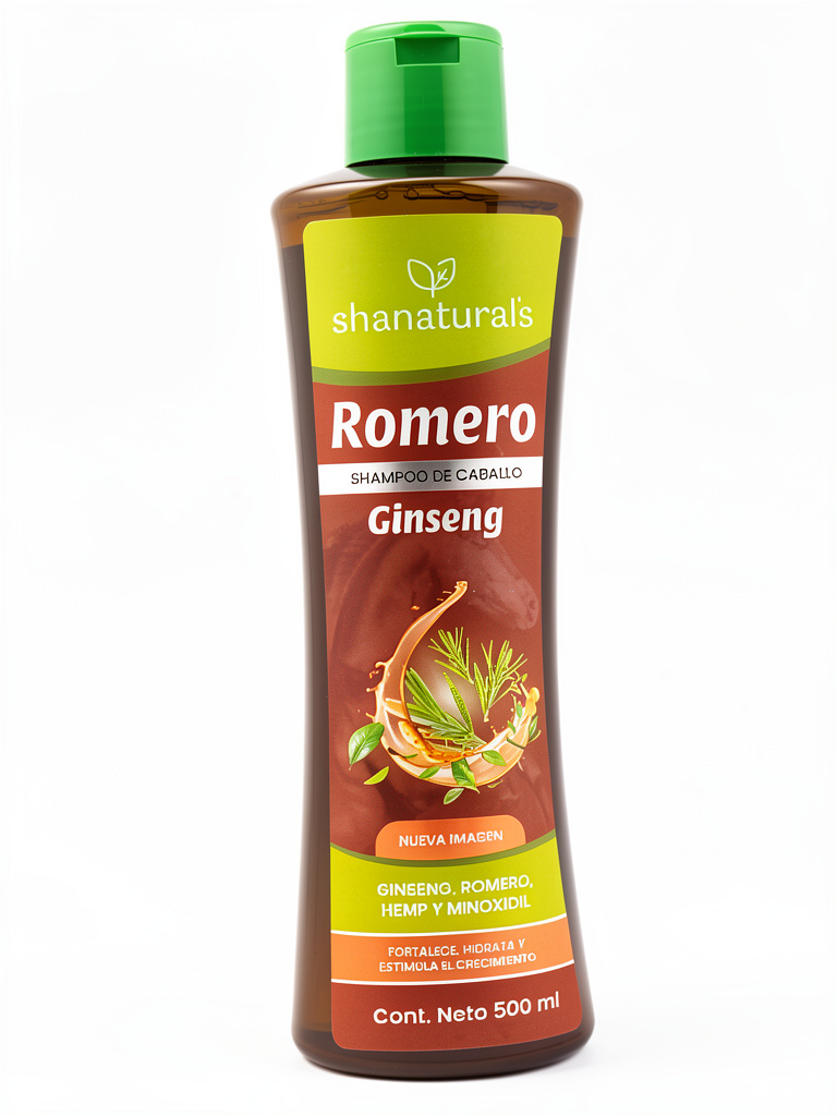 Shampo de Caballo Romero, Ginseg,Hemp,Minoxidil 500ml. Shanaturals