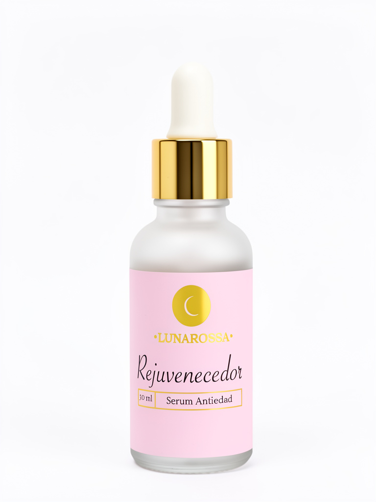 Serum Rejuvenecedor Antiedad, Ácido Hialurónico,  Colágeno, Vitamina B5. LunaRossa 30ml