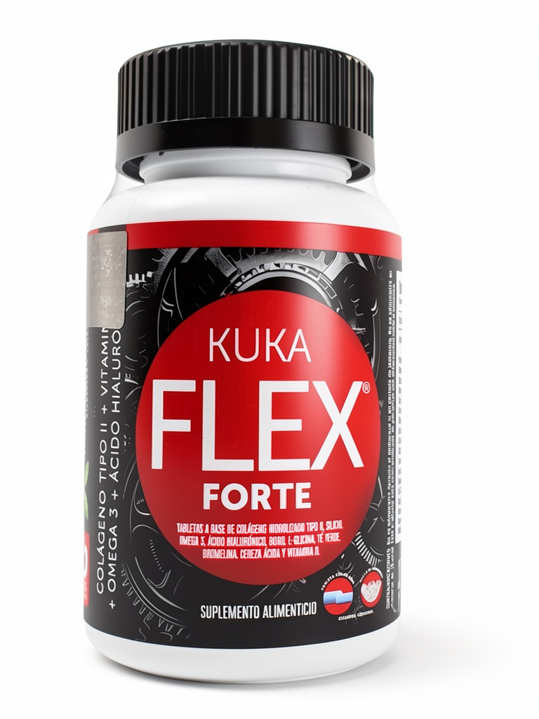 Kuka Flex Forte Rojo 30Tabs Colageno Hidrólizado, vitamina C, Silicio, omega 3, Acido Hialuronico, te verde,