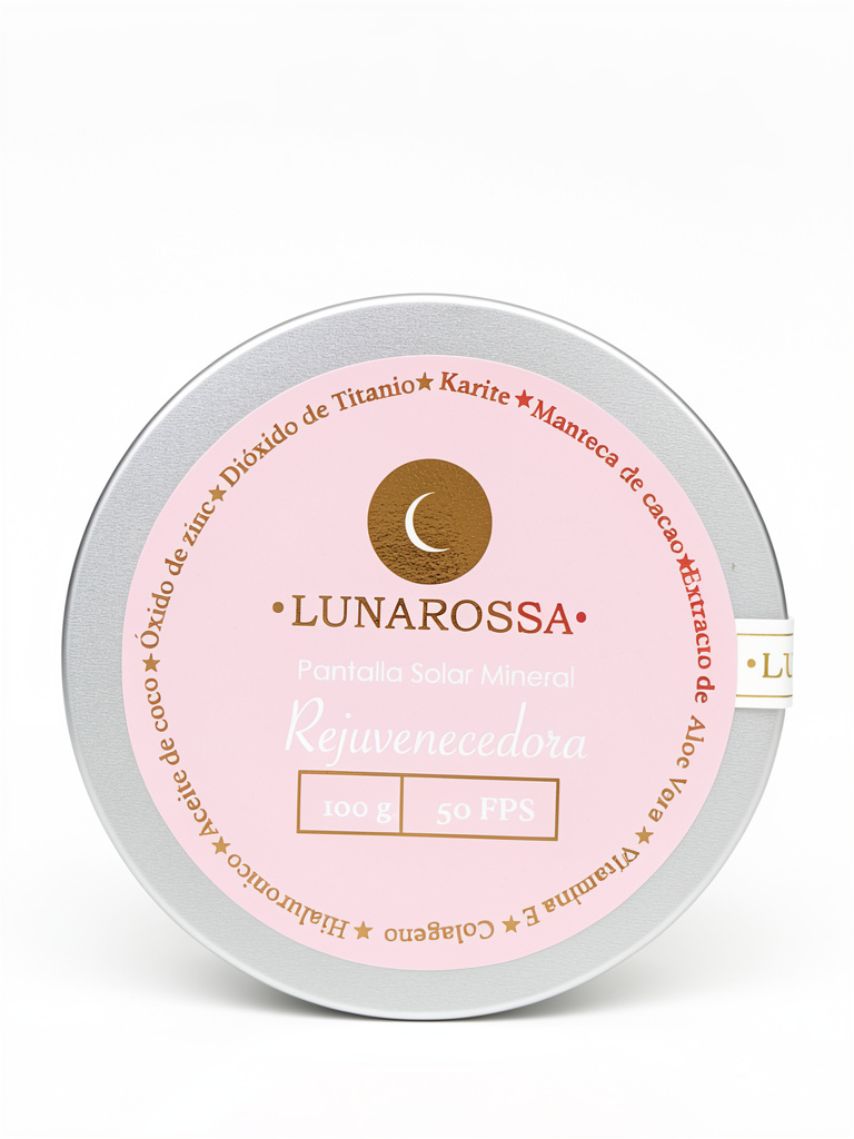 Pantalla Solar Rejuvenecedora 100gr Crema Rosita Manteca de Karite, Manteca de Cacao, Áloe Verá, Colágeno, Aceite de Coco, Ácido Hialurónico.
