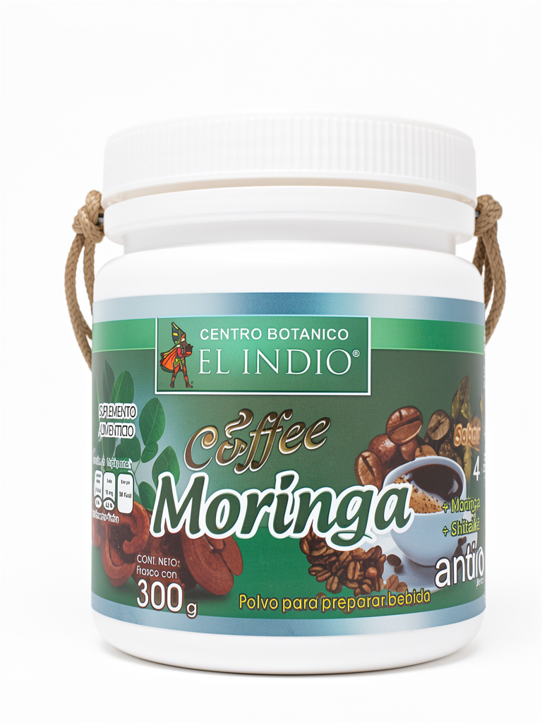 Café Moringa Polvo +Moringa +Shitake +Reishi + Maitake 300gr. El Indio