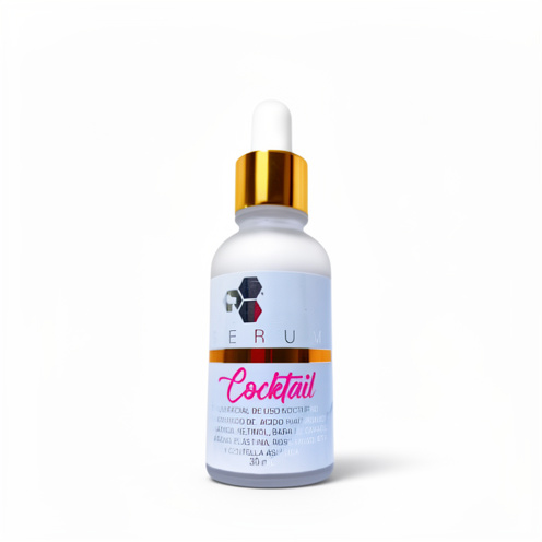Suero Cocktail  Concentrado de ÁcidoHialuronico, Niacinamida, Retinol, Baba de Caracol, Colágeno Elastina, Rosa Mosqueta, Centella Asiática, Bena 30ml