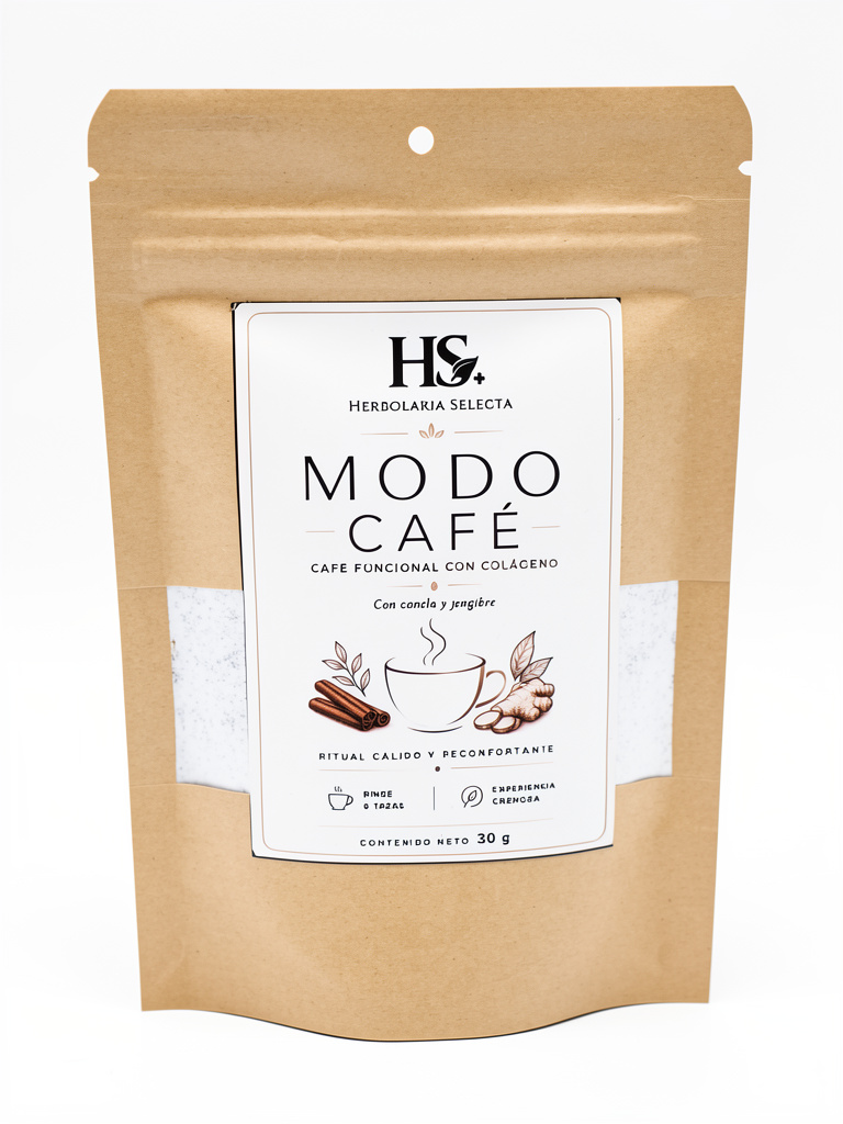 Modo Café 30gr. ×6Porciones  HS Colágeno, Jengibre, Canela, Cafe Verde.